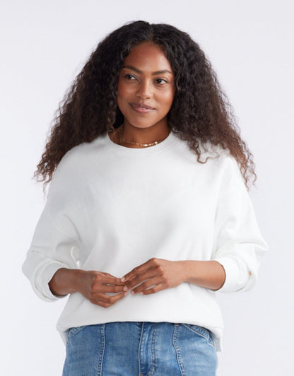 The Monogram Lounger Fleece Crew - White