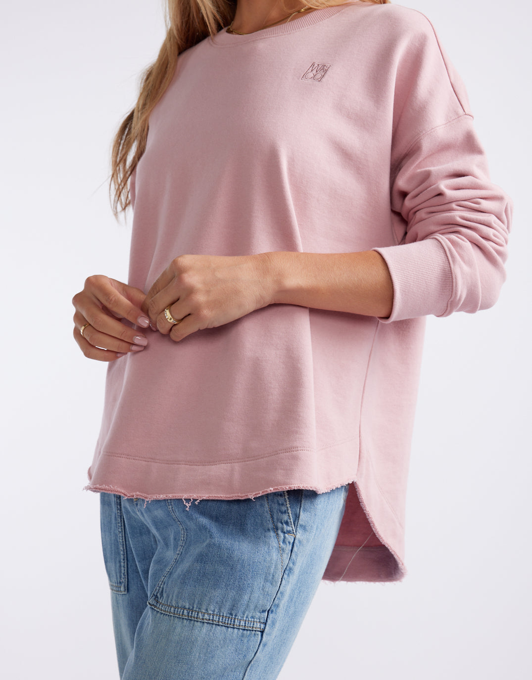 Staple Scoop Hem Sweat - Washed Pink