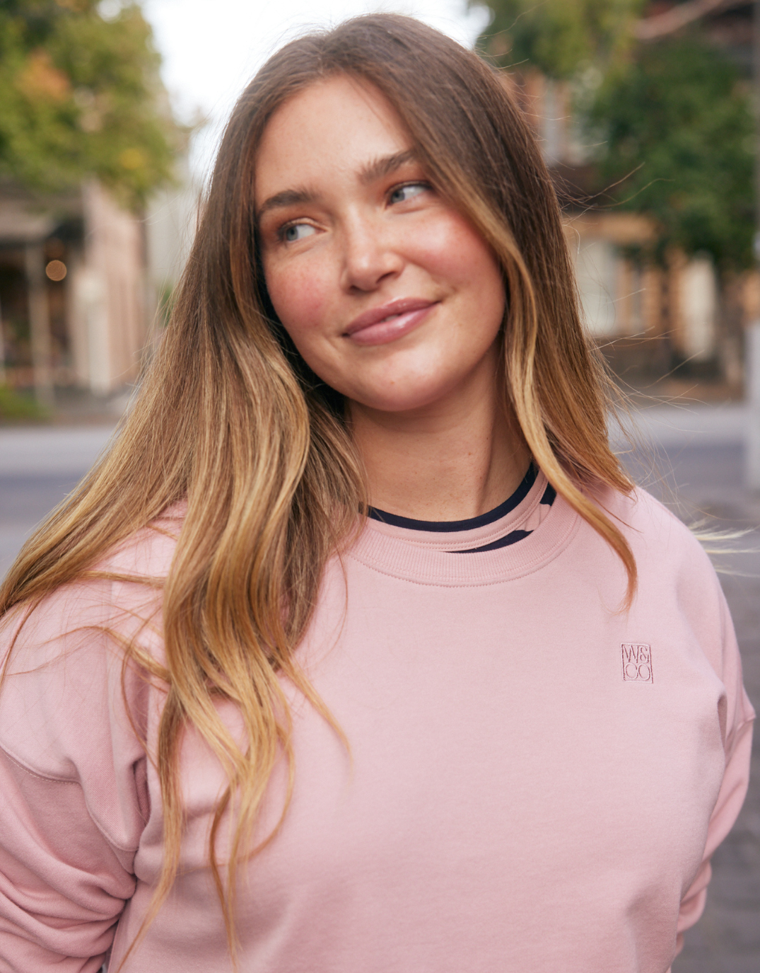 Staple Scoop Hem Sweat - Washed Pink