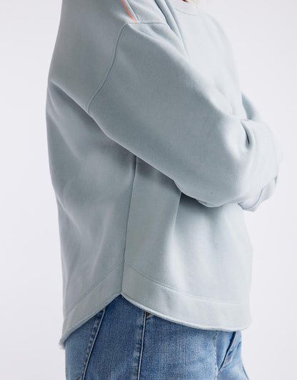 Monogram Fleece Scoop Hem Sweat - Light Blue