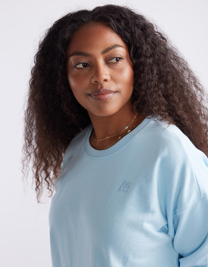 Staple Scoop Hem Sweat - Ice Blue