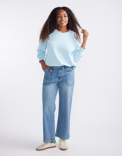 Staple Scoop Hem Sweat - Ice Blue