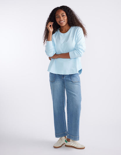 Staple Scoop Hem Sweat - Ice Blue