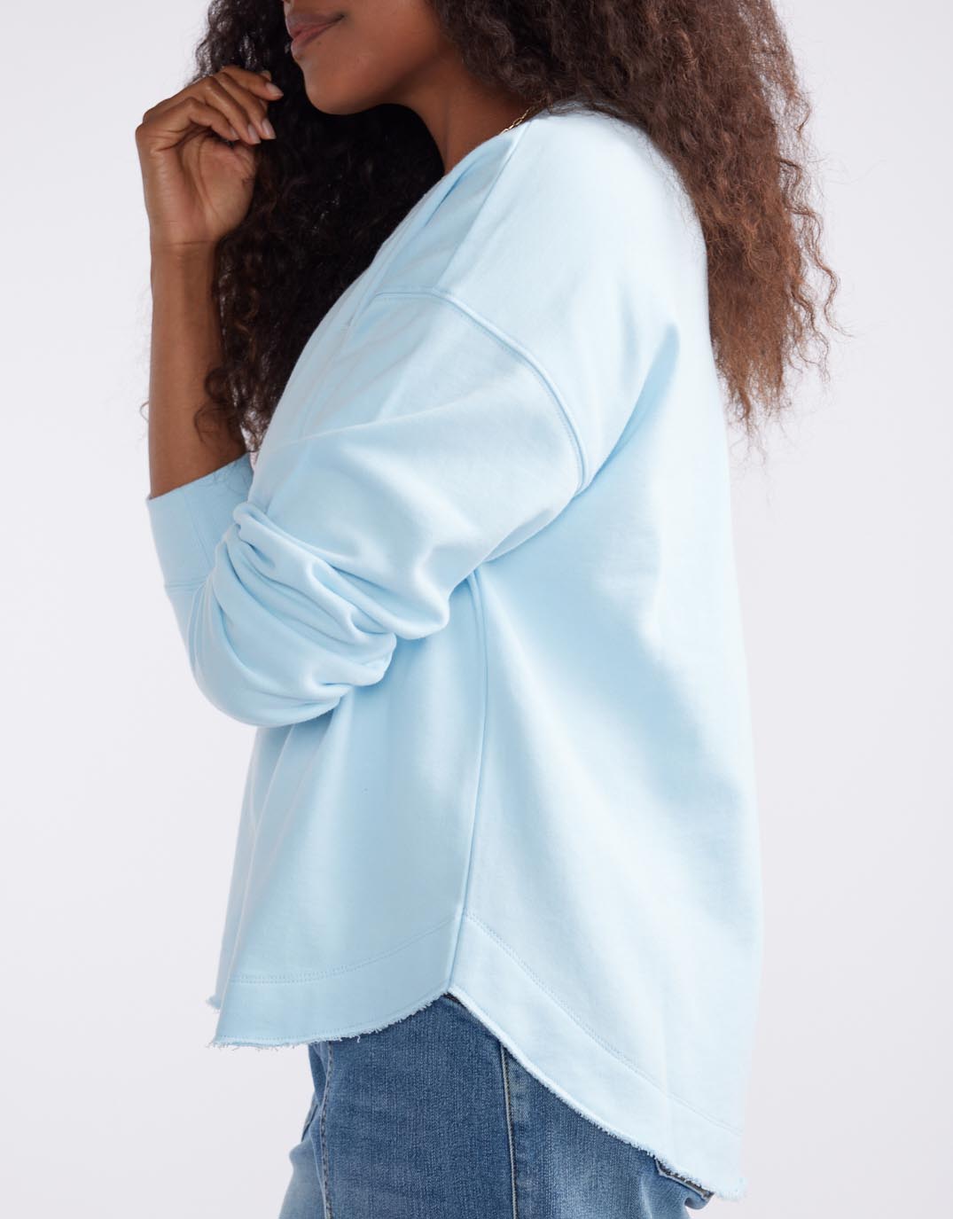 Staple Scoop Hem Sweat - Ice Blue