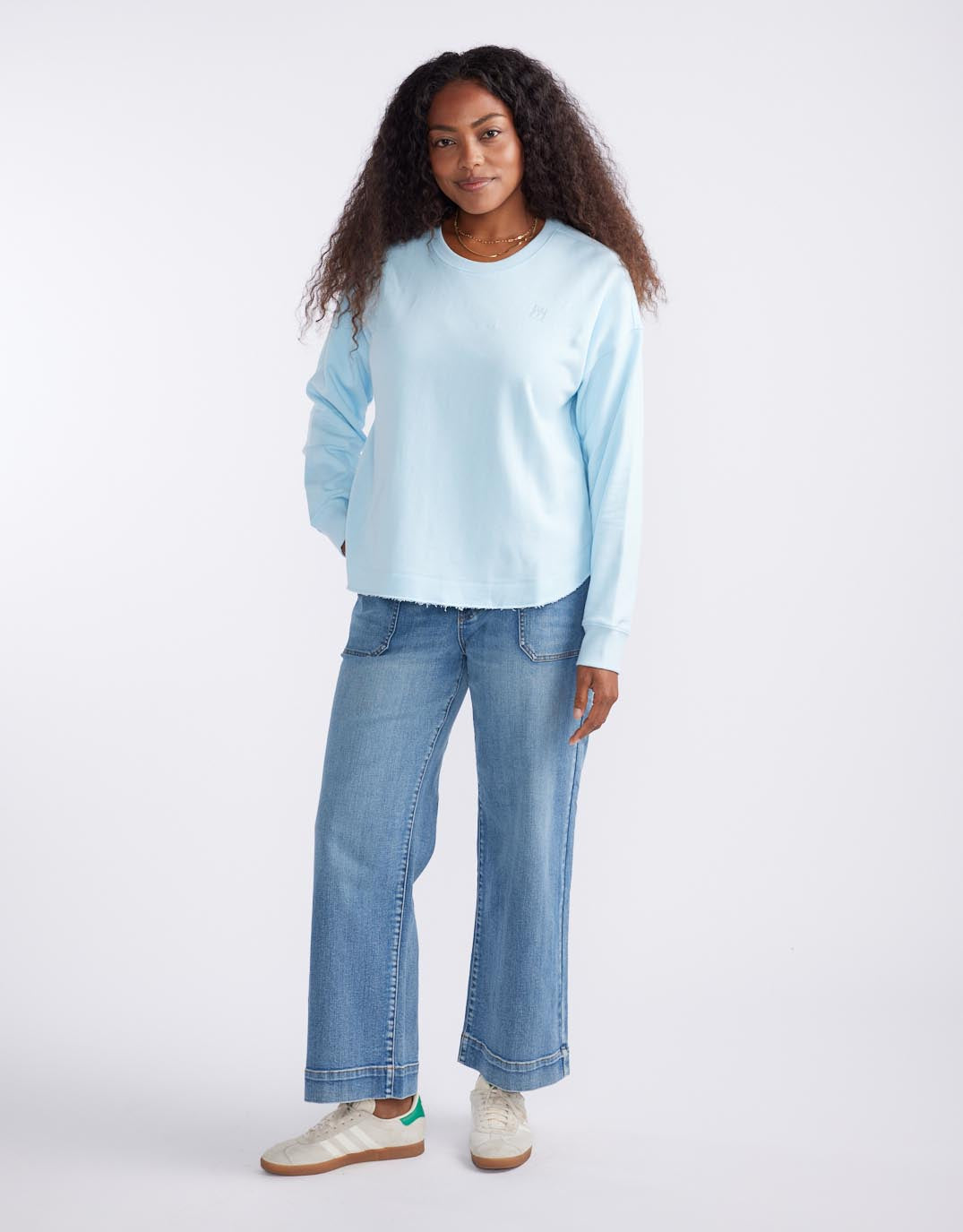 Staple Scoop Hem Sweat - Ice Blue