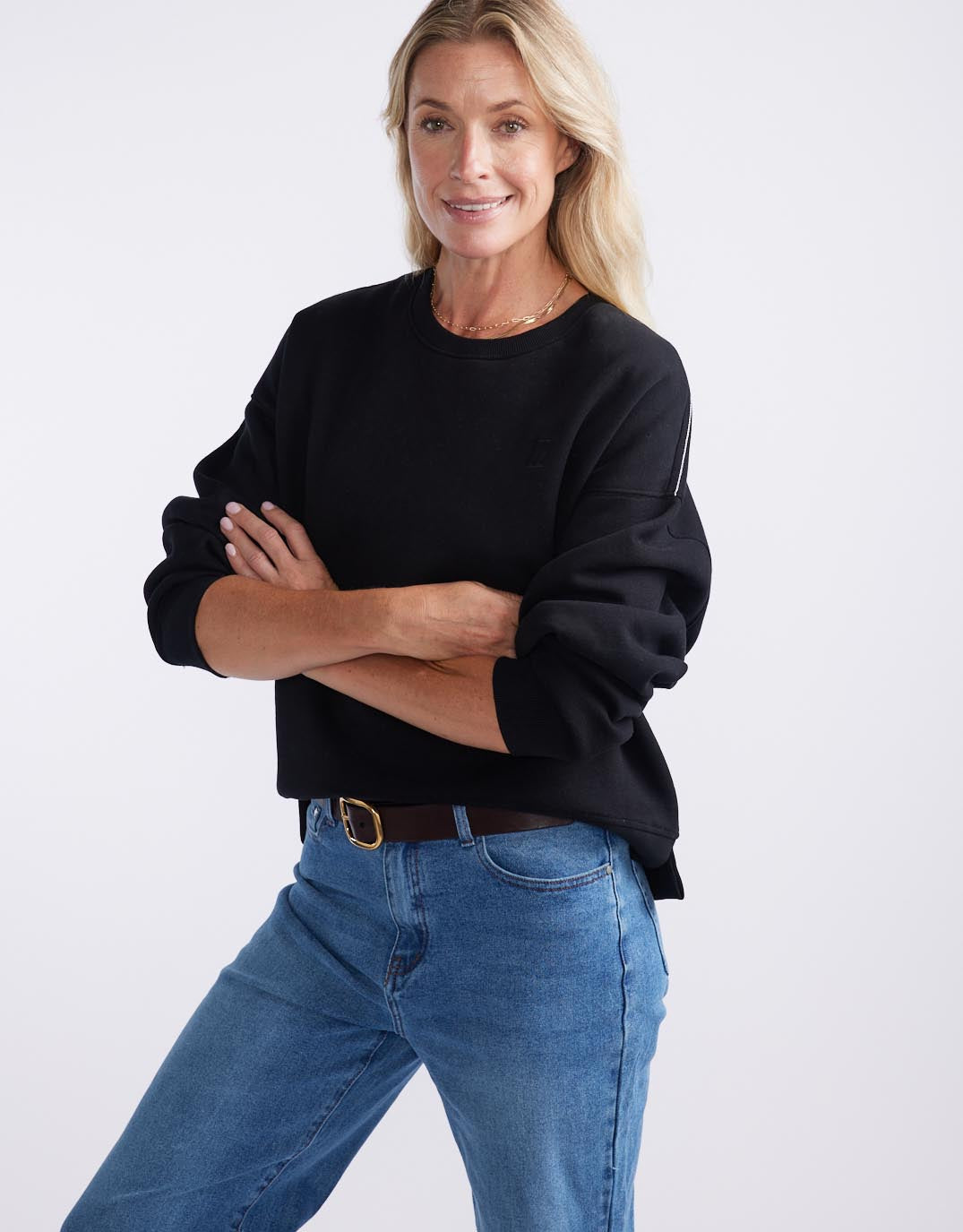 The Monogram Lounger Fleece Crew - Black