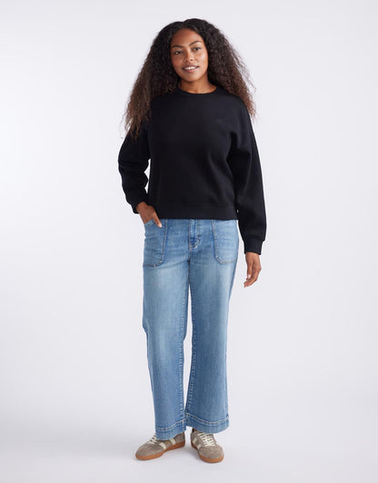The Monogram Lounger Fleece Crew - Black