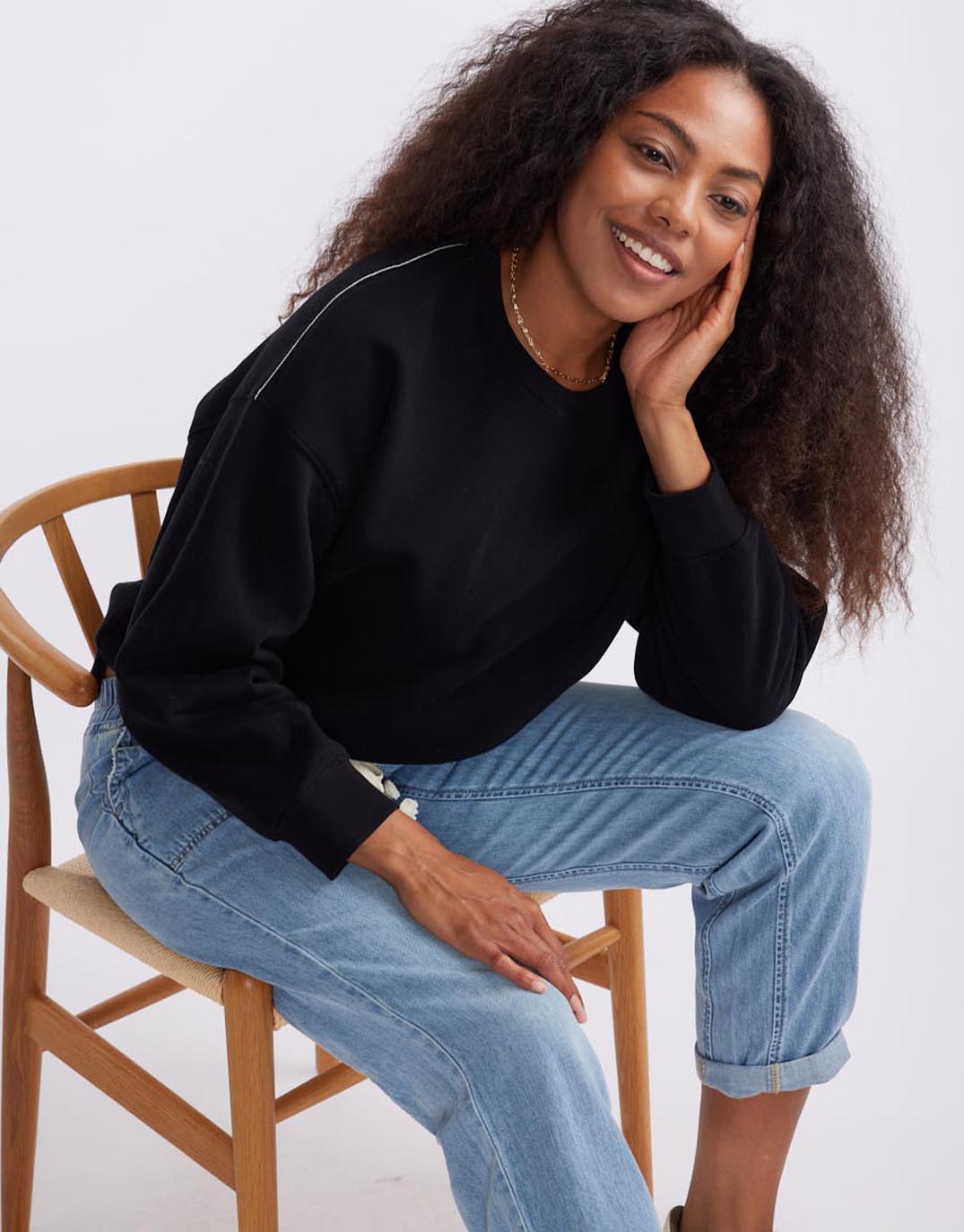 The Monogram Lounger Fleece Crew - Black