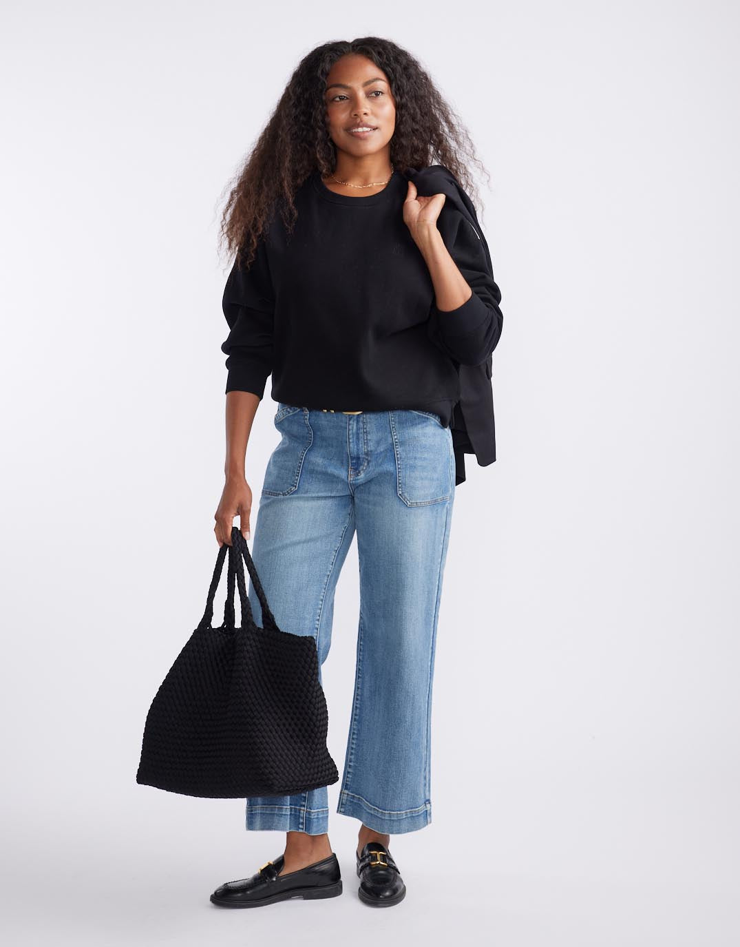 The Monogram Lounger Fleece Crew - Black