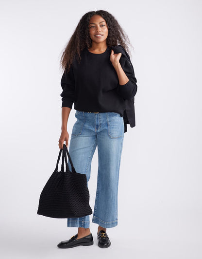 The Monogram Lounger Fleece Crew - Black