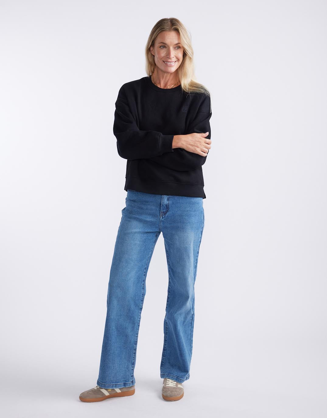The Monogram Lounger Fleece Crew - Black