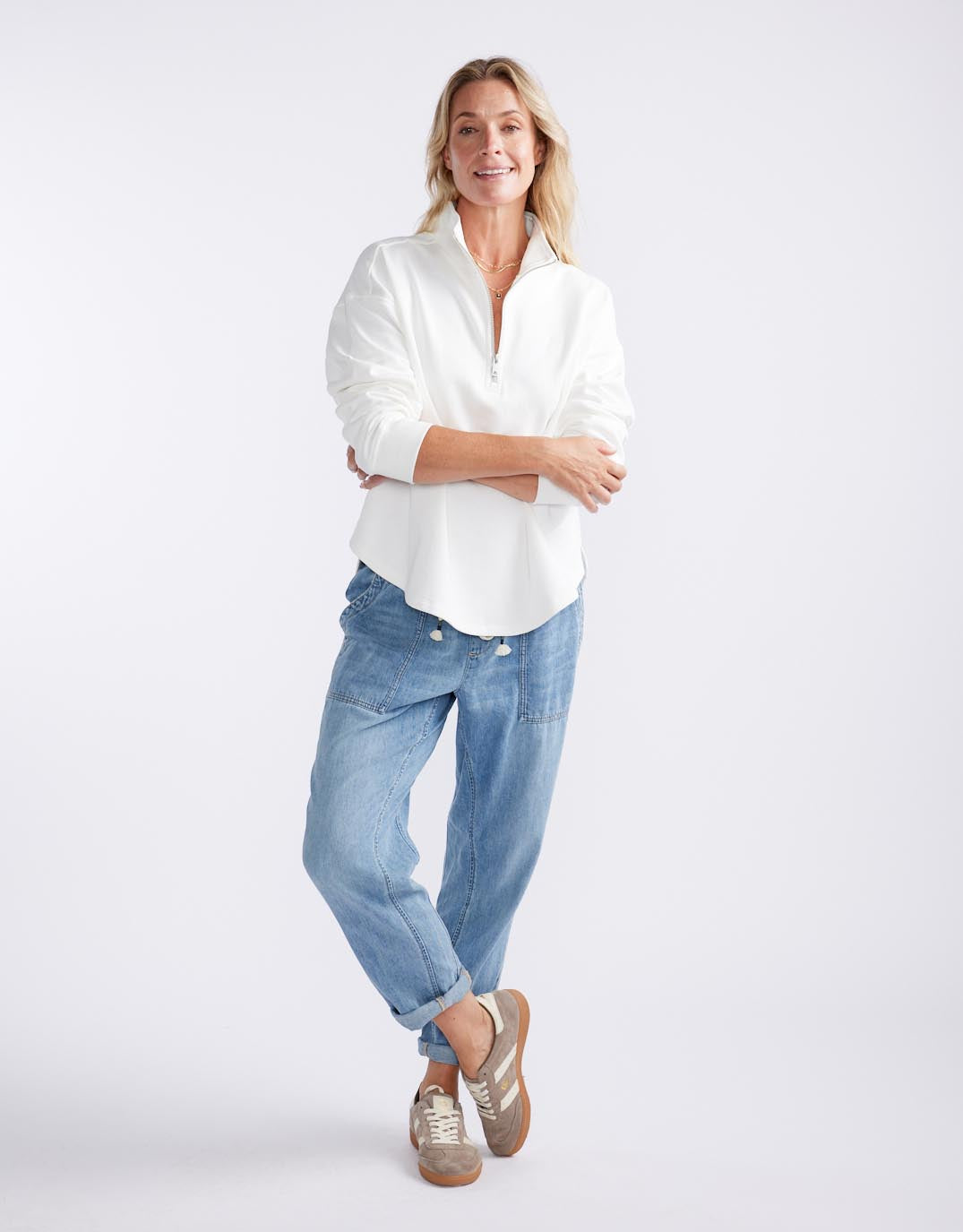 Unwind Half Zip Sweater - White