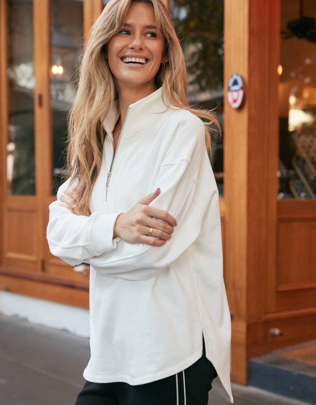 Unwind Half Zip Sweater - White