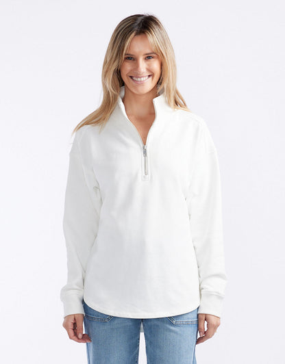 Unwind Half Zip Sweater - White