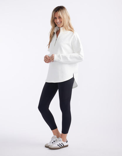 Unwind Half Zip Sweater - White