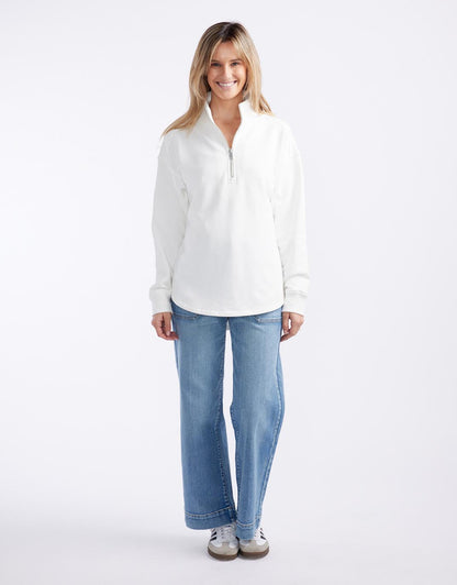 Unwind Half Zip Sweater - White