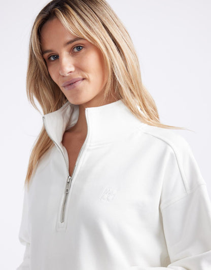 Unwind Half Zip Sweater - White