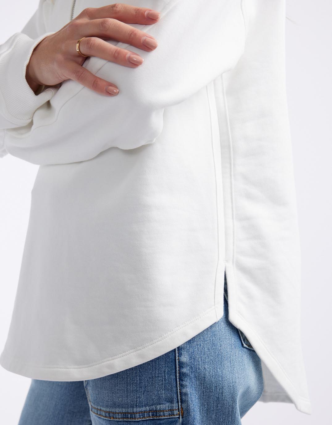 Unwind Half Zip Sweater - White