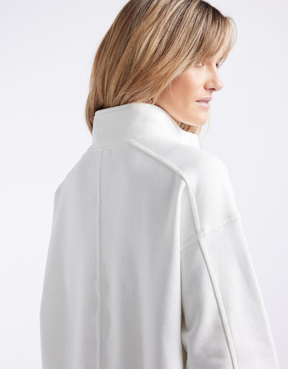 Unwind Half Zip Sweater - White