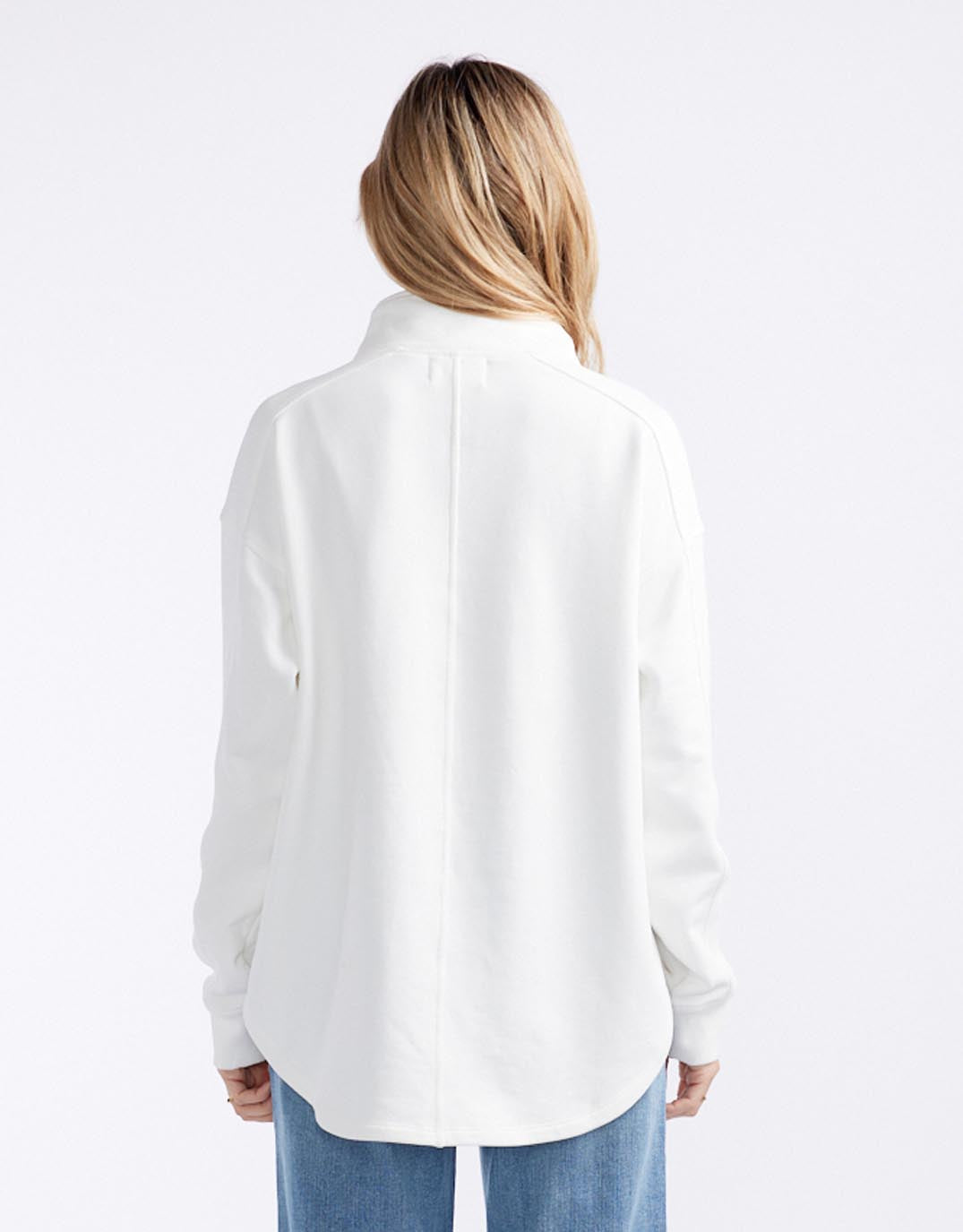 Unwind Half Zip Sweater - White