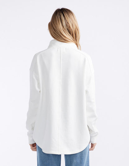 Unwind Half Zip Sweater - White